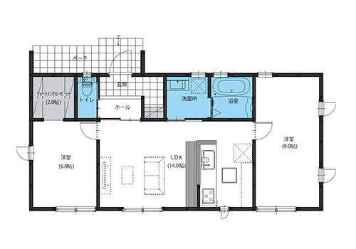 クロス平屋-22-A-間取り図