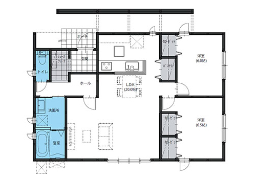 クロス平屋-24-C-間取り図